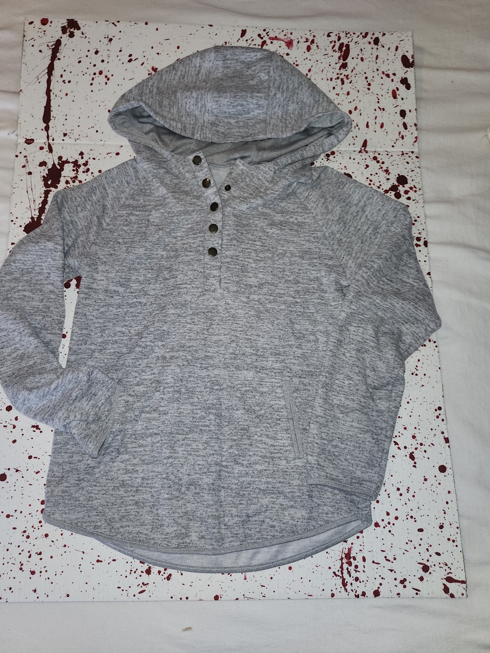 Women's Heather Gray Hooded Pullover Top